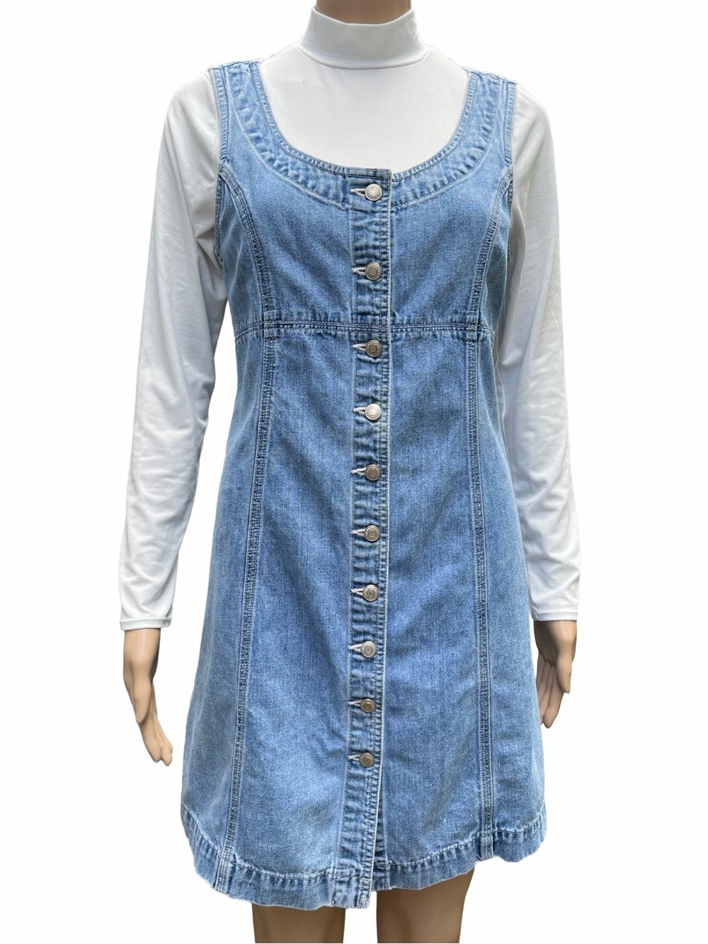 Vintage GAP 90s Denim Pinafore Mini Dress Size 8